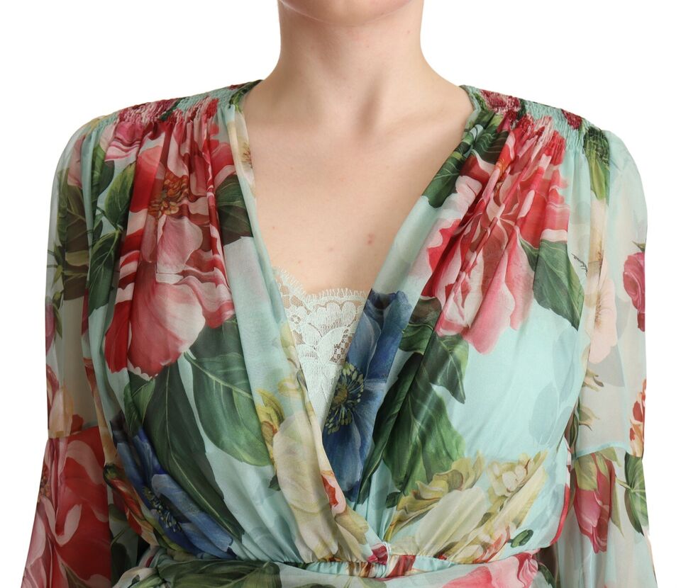 Vestido cruzado midi de seda floral