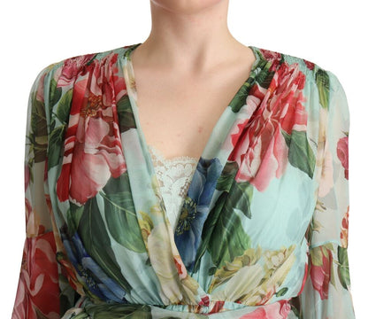 Vestido cruzado midi de seda floral