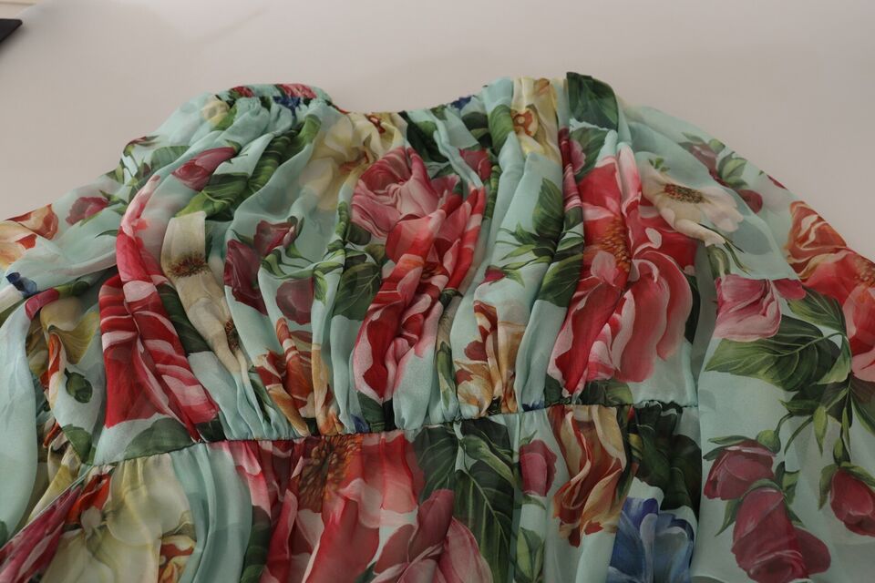 Vestido cruzado midi de seda floral