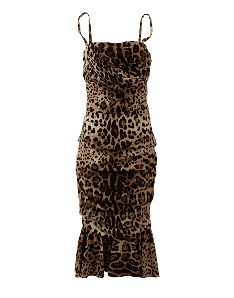 Elegante vestido de cady con estampado de leopardo
