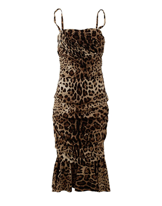 Elegante vestido de cady con estampado de leopardo