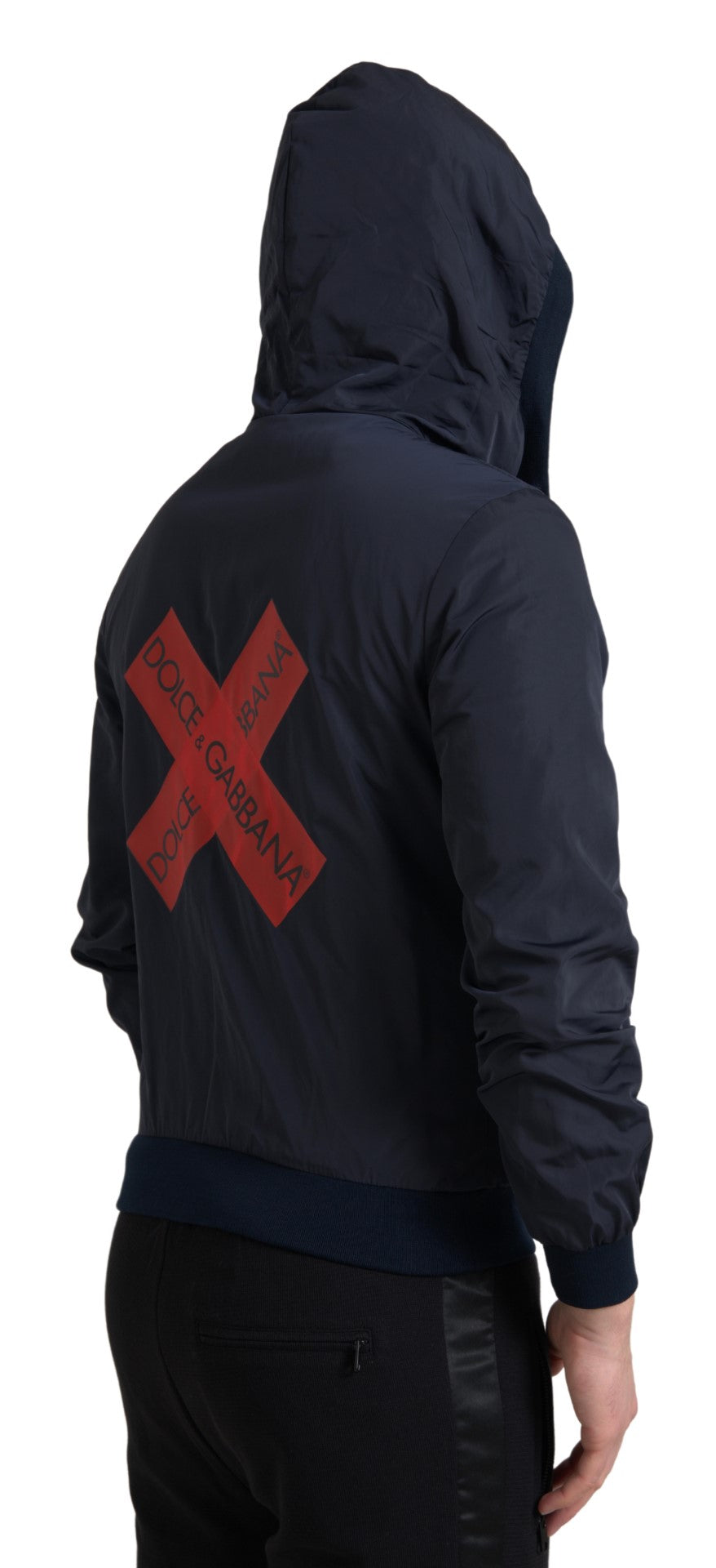 Elegante sudadera azul con capucha y cierre de cremallera