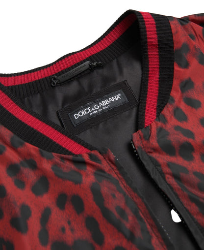 Chaqueta bomber con estampado de leopardo rojo