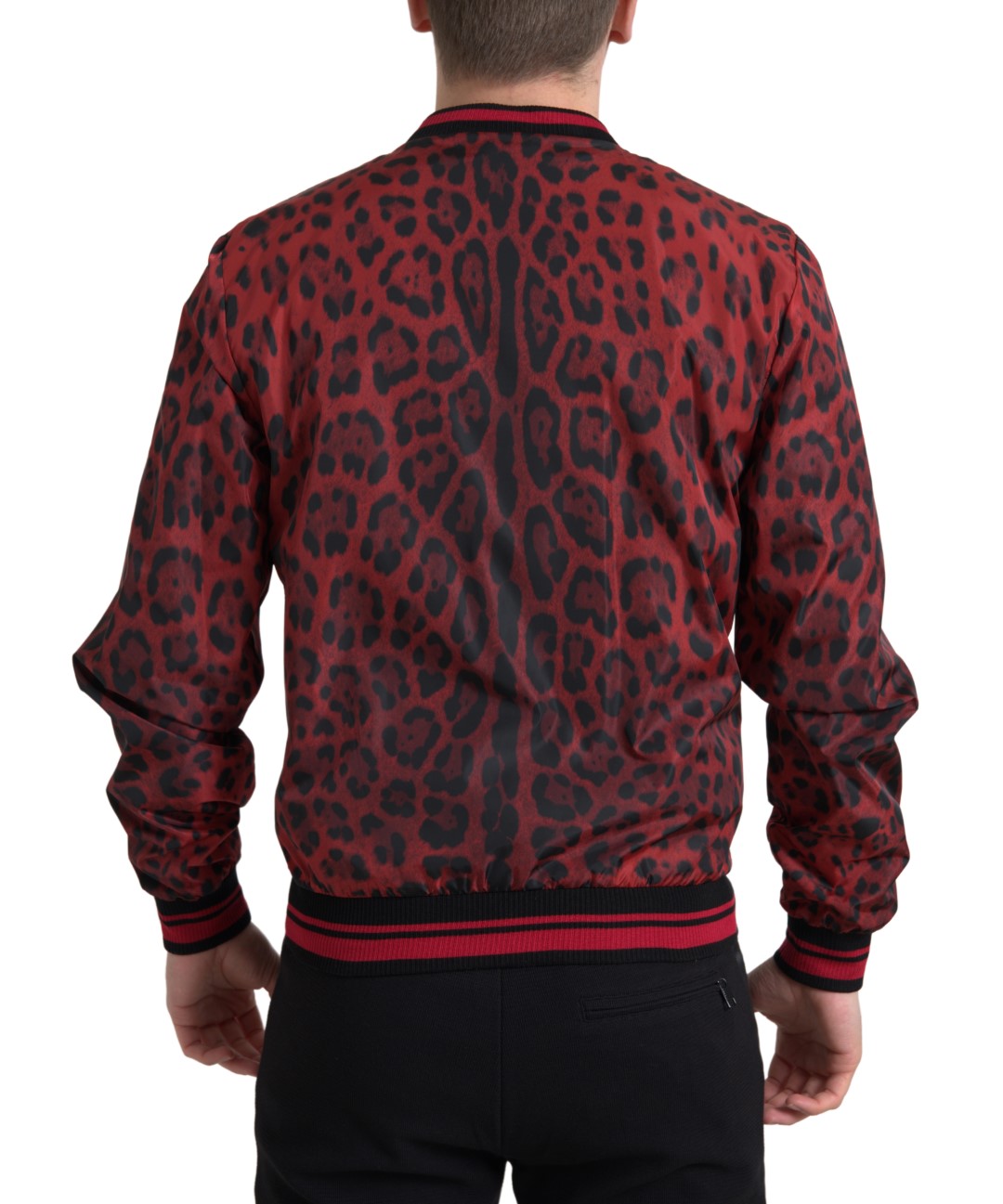 Chaqueta bomber con estampado de leopardo rojo