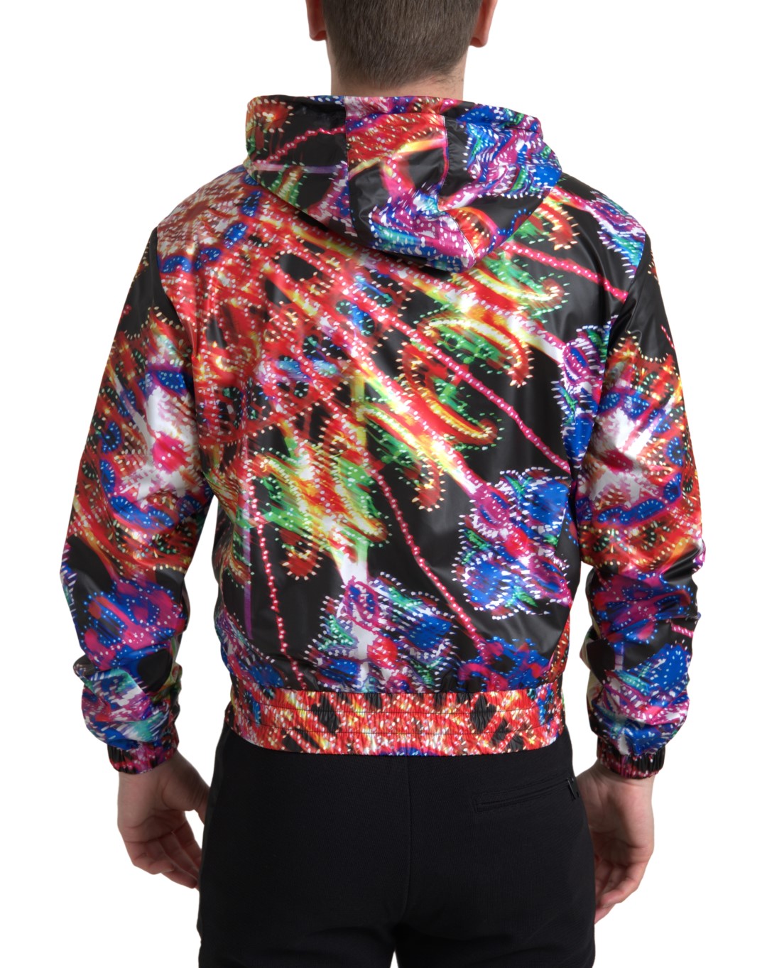 Suéter multicolor con capucha y cremallera completa