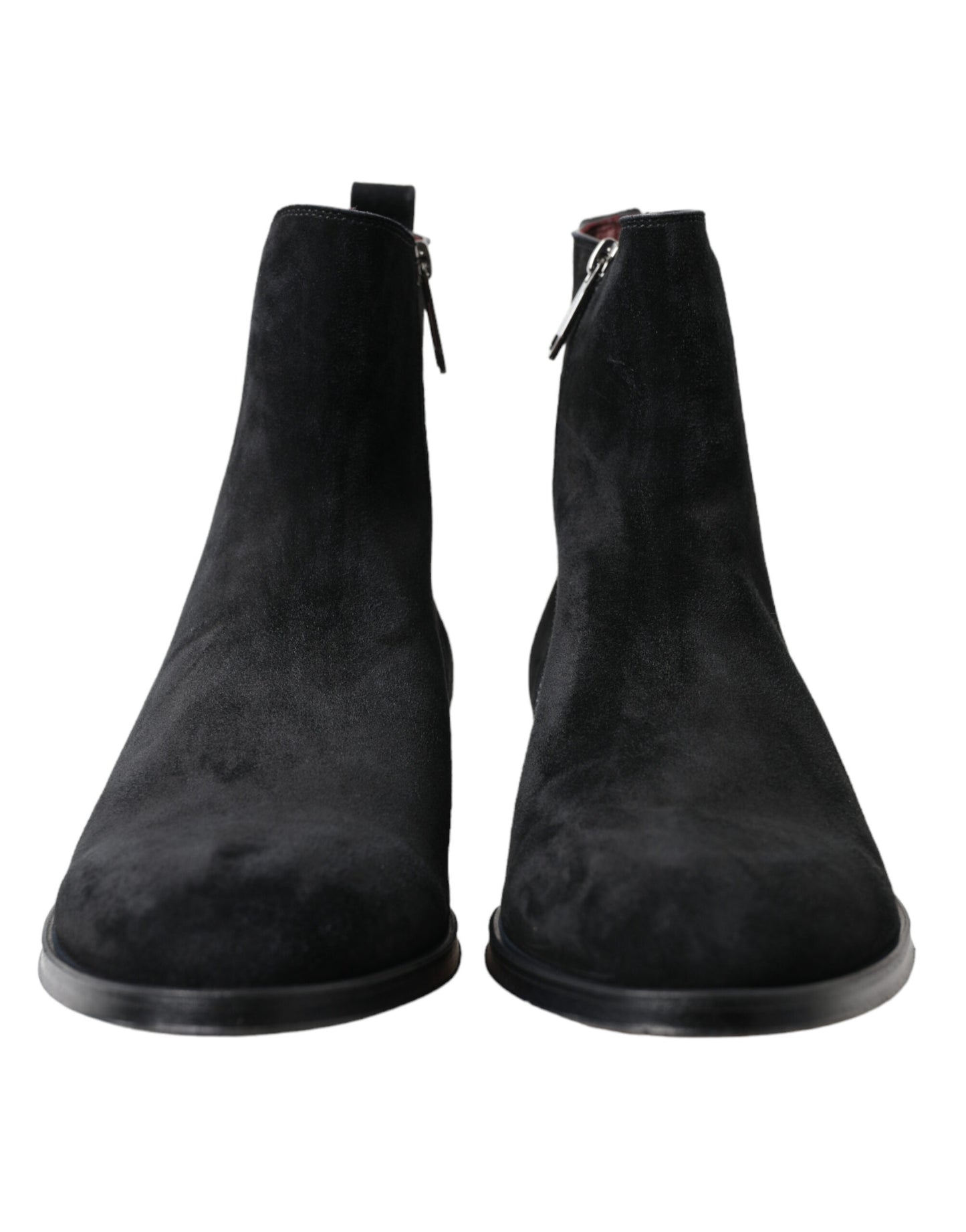 Elegantes botas de media caña de terciopelo negro