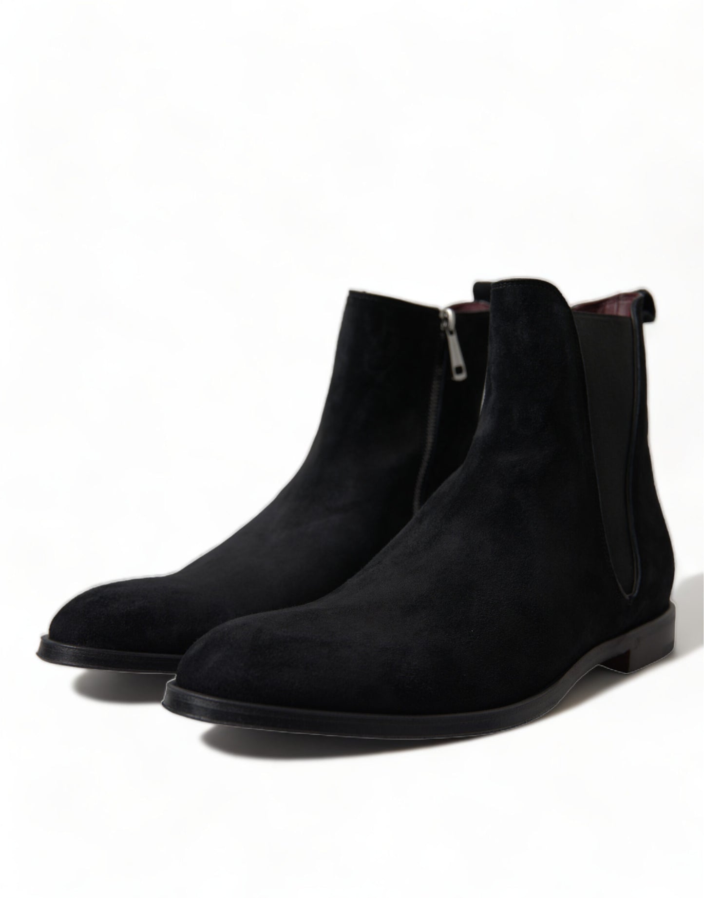 Elegantes botas de media caña de terciopelo negro
