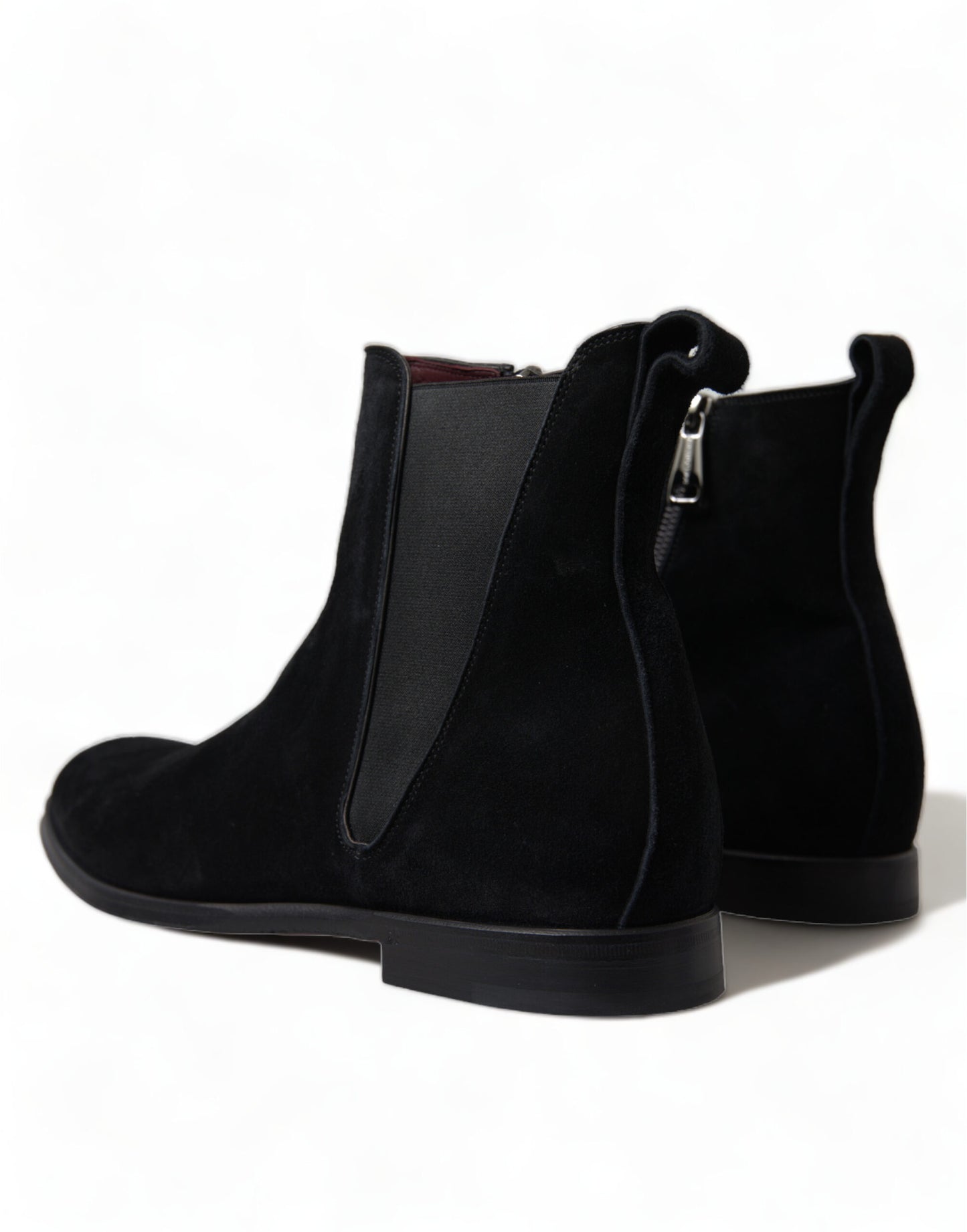 Elegantes botas de media caña de terciopelo negro