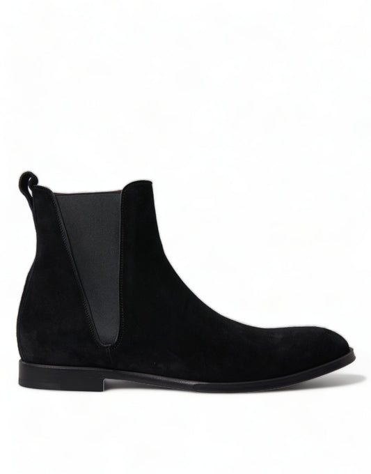 Elegantes botas de media caña de terciopelo negro