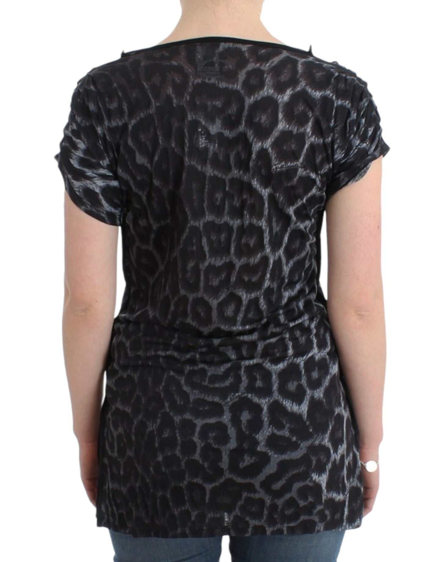 Top modal sensual con cuello en V y estampado de leopardo