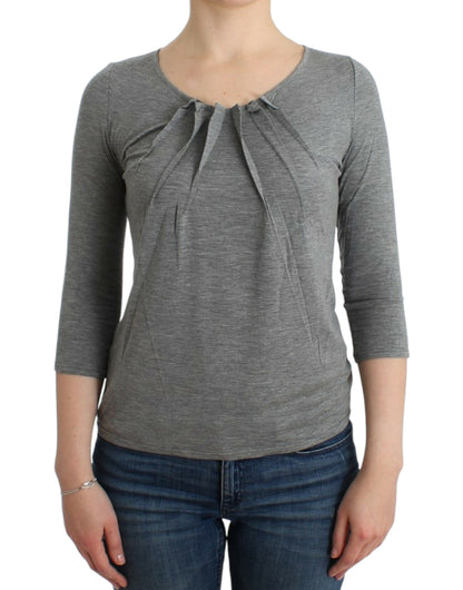 Elegante jersey gris de mezcla de cachemira