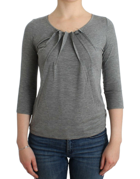 Elegante jersey gris de mezcla de cachemira