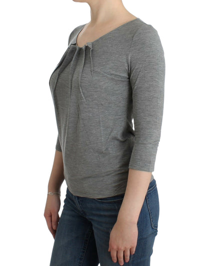 Elegante jersey gris de mezcla de cachemira