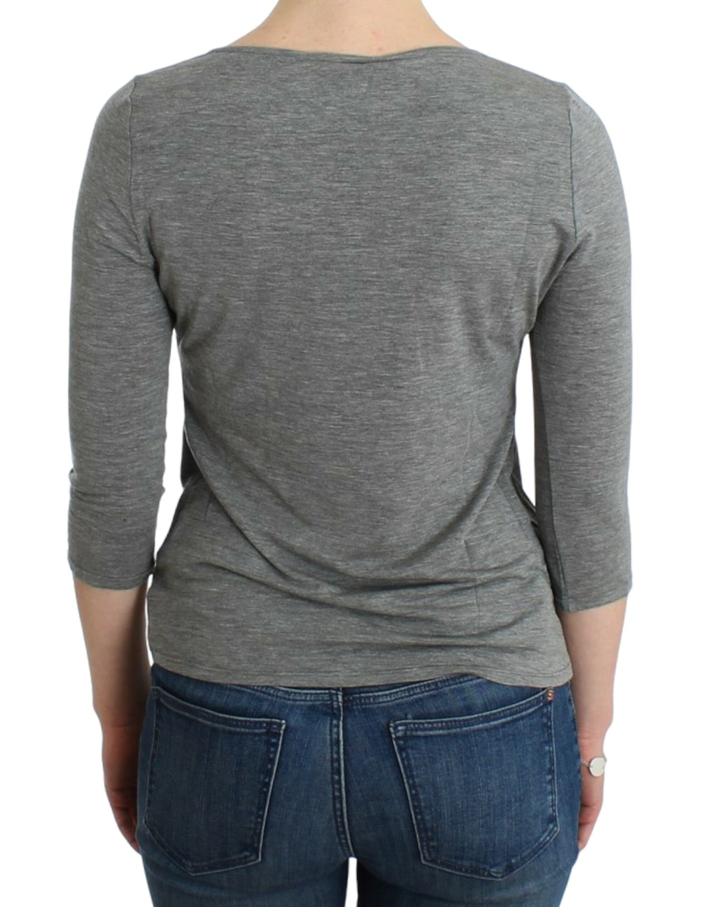 Elegante jersey gris de mezcla de cachemira