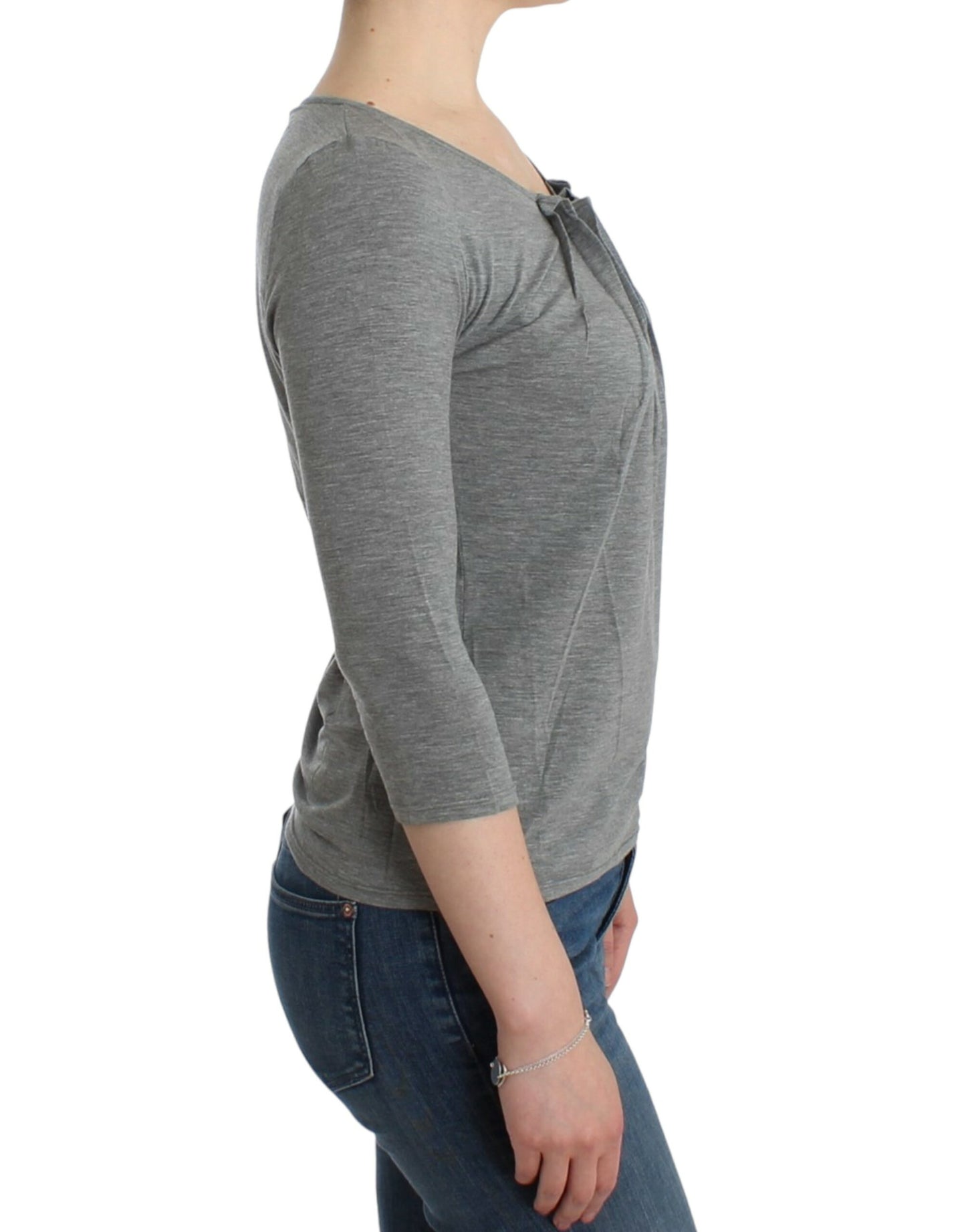 Elegante jersey gris de mezcla de cachemira