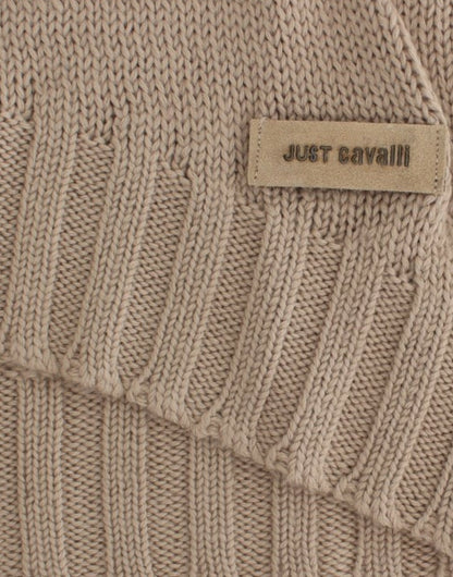 Elegante suéter de punto beige con cuello redondo