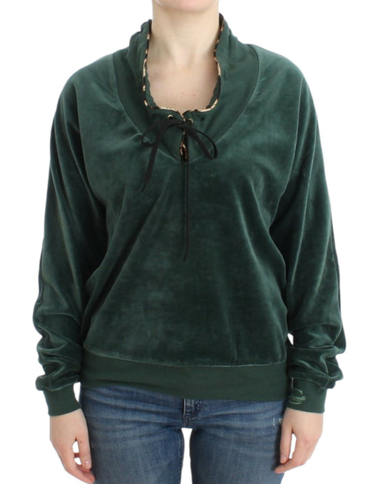 Elegante suéter verde con detalle de diamantes de imitación