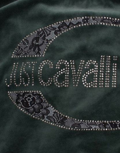 Elegante suéter verde con detalle de diamantes de imitación
