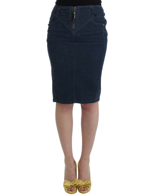 Elegante falda lápiz azul