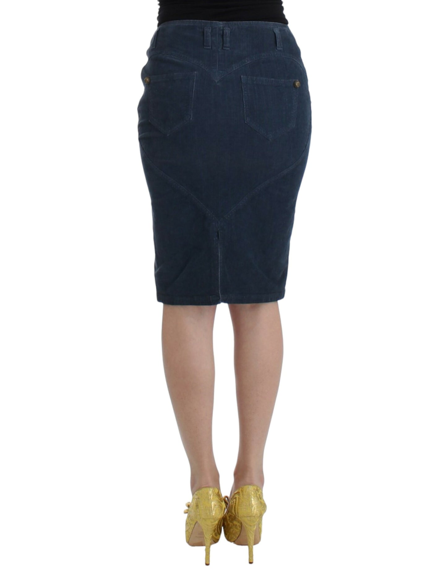 Elegante falda lápiz azul