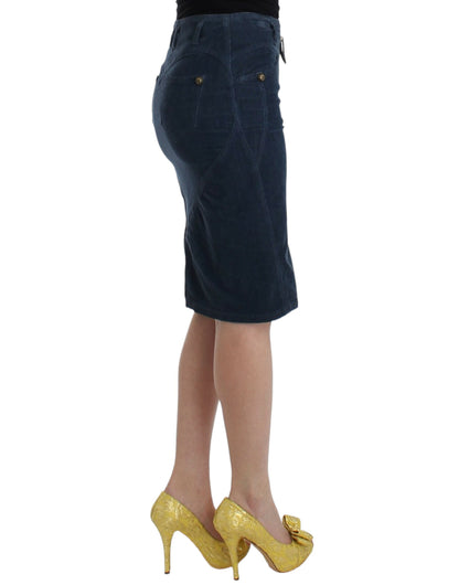 Elegante falda lápiz azul