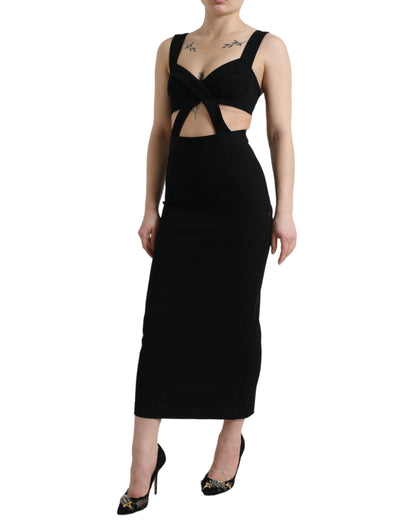 Glamoroso vestido negro ajustado midi