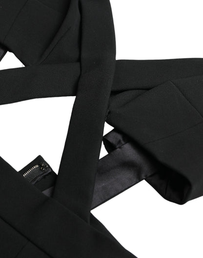 Glamoroso vestido negro ajustado midi