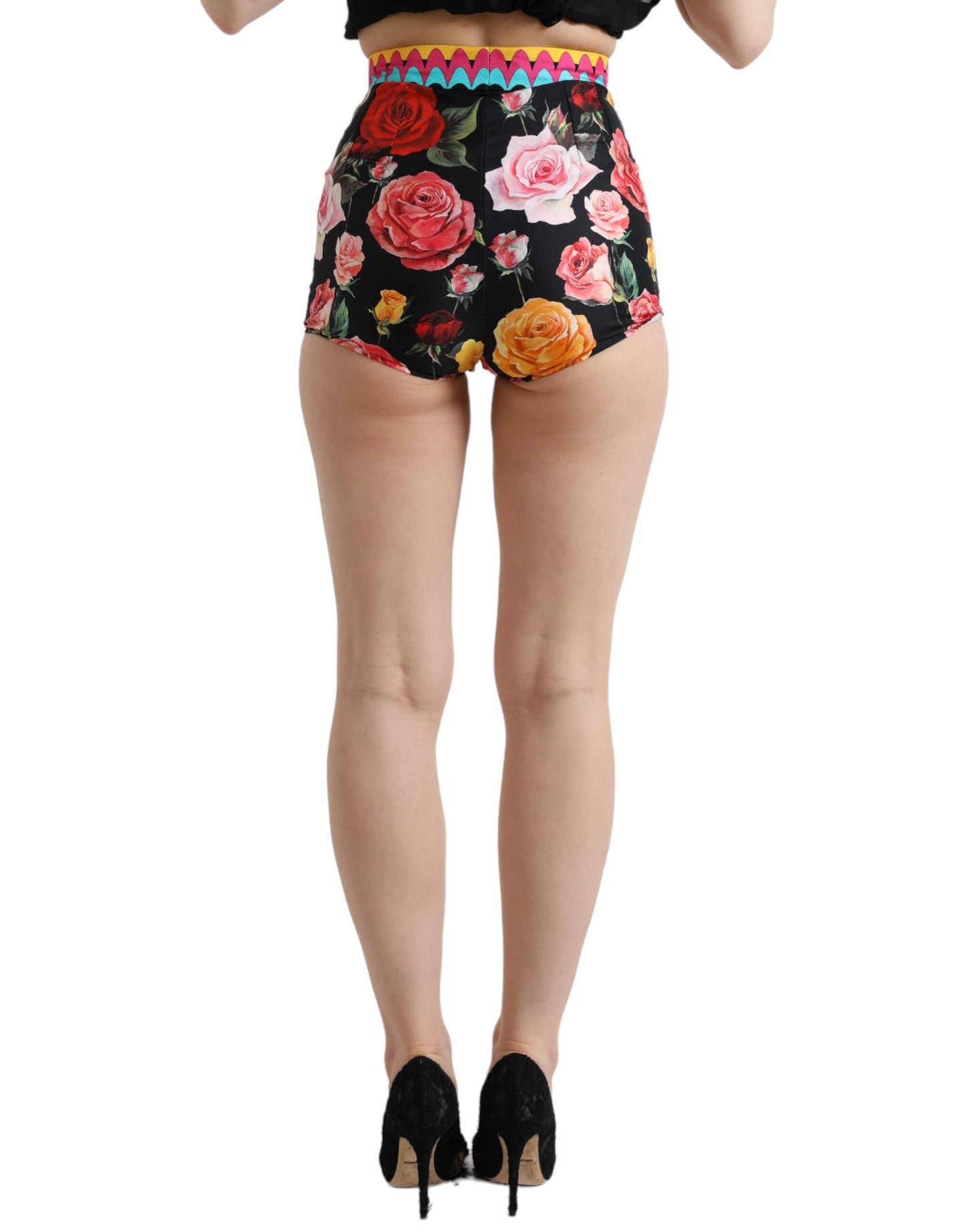 Pantalones cortos de cintura alta de seda multicolor