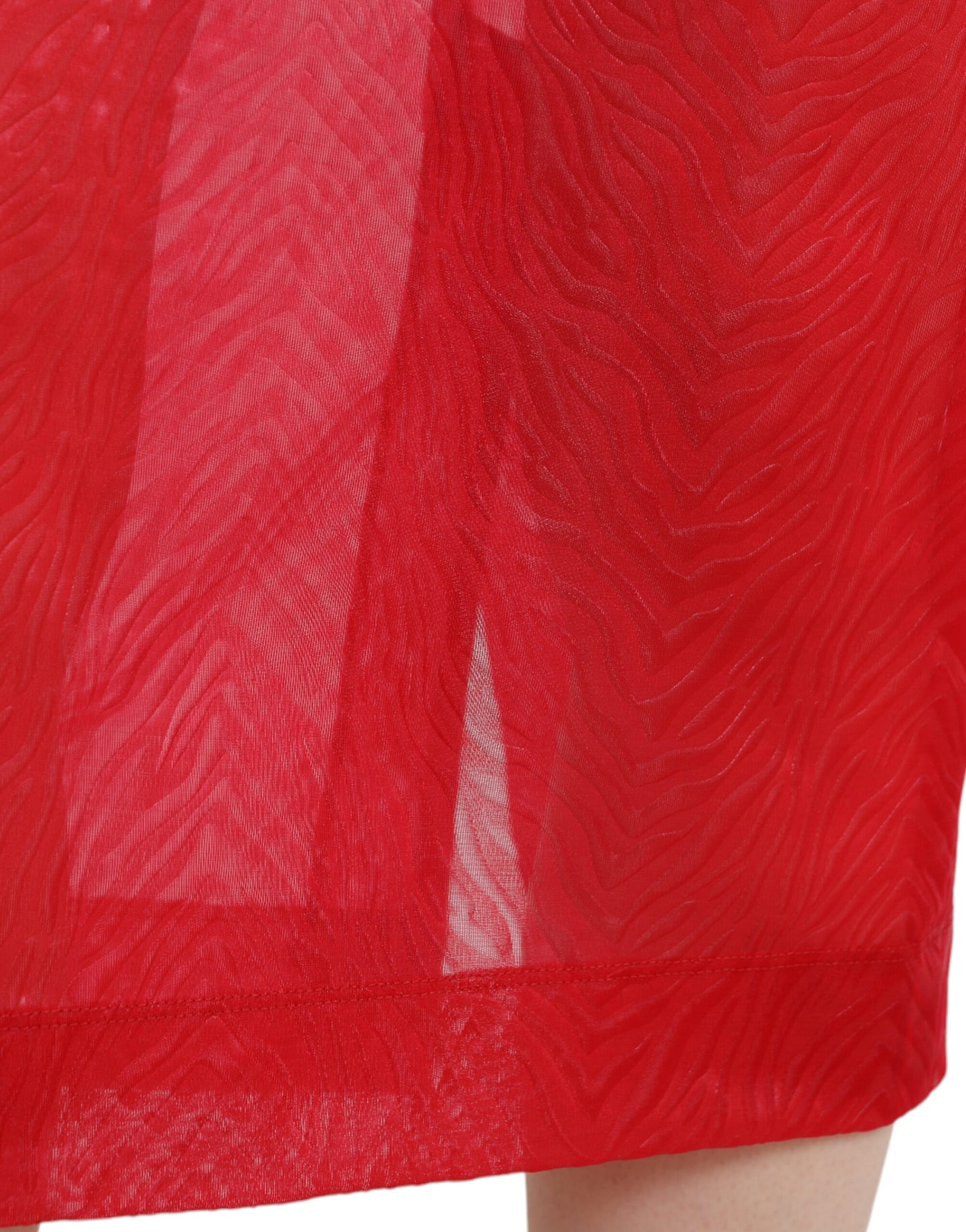 Falda midi transparente de cintura alta y color rojo elegante