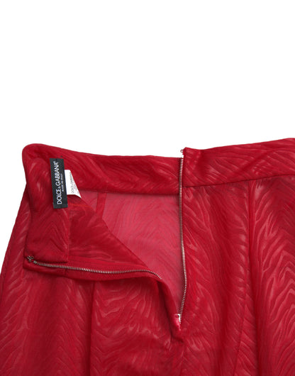 Falda midi transparente de cintura alta y color rojo elegante