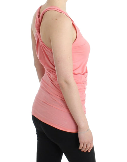 Camiseta sin mangas elegante de mezcla de algodón rosa