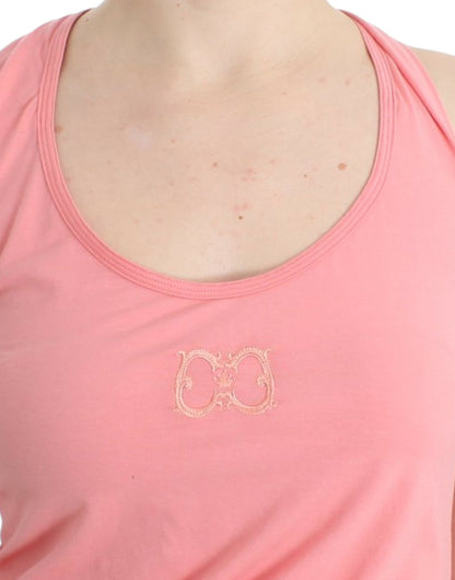 Camiseta sin mangas elegante de mezcla de algodón rosa