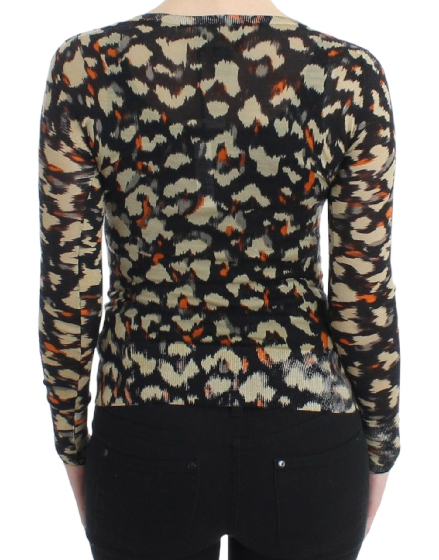 Elegante jersey de lana multicolor con cuello en V