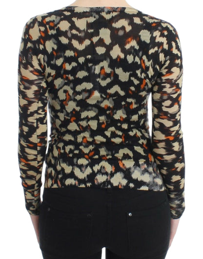 Elegante jersey de lana multicolor con cuello en V