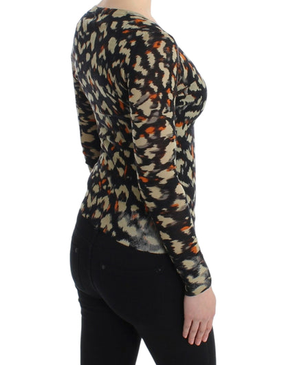 Elegante jersey de lana multicolor con cuello en V