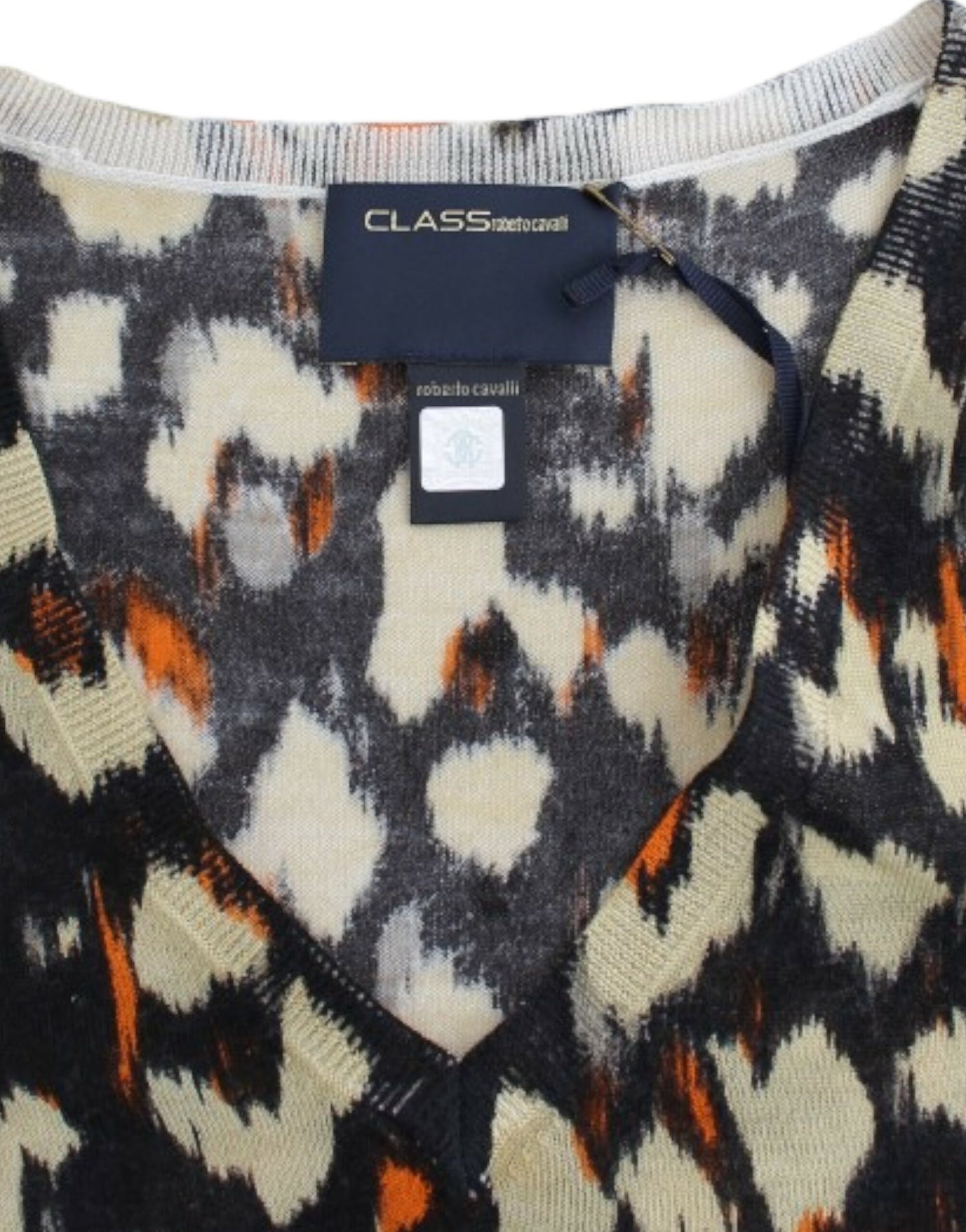 Elegante jersey de lana multicolor con cuello en V