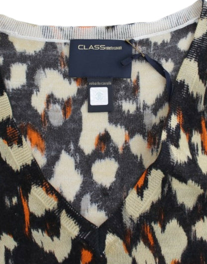Elegante jersey de lana multicolor con cuello en V