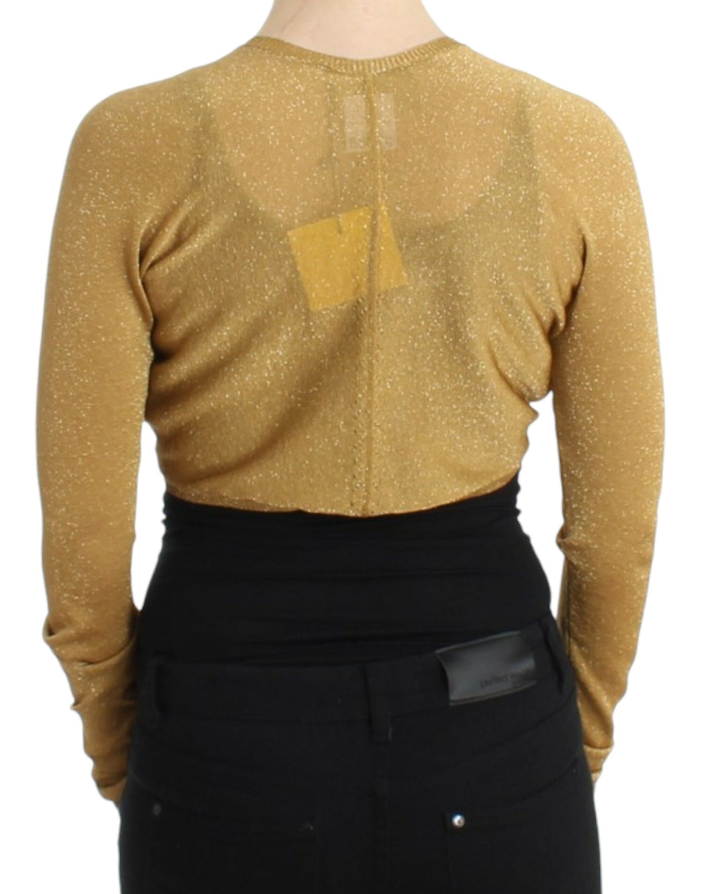 Bolero adornado con brillo dorado