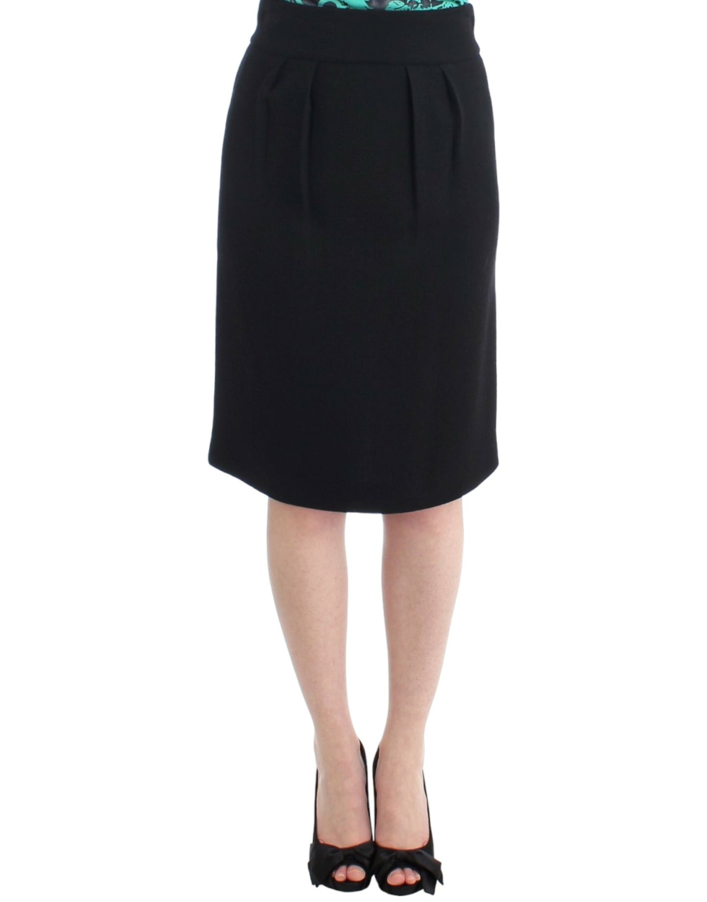 Elegante falda lápiz de lana negra