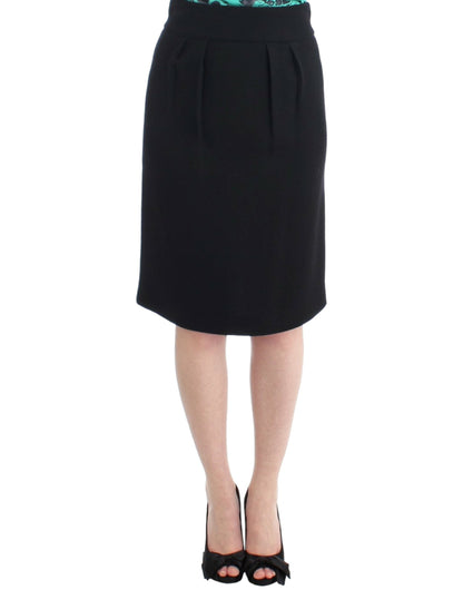 Elegante falda lápiz de lana negra
