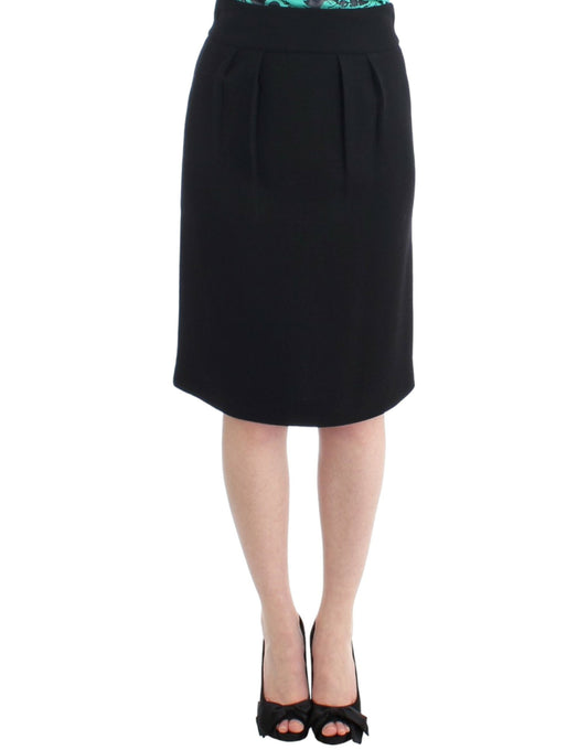 Elegante falda lápiz de lana negra