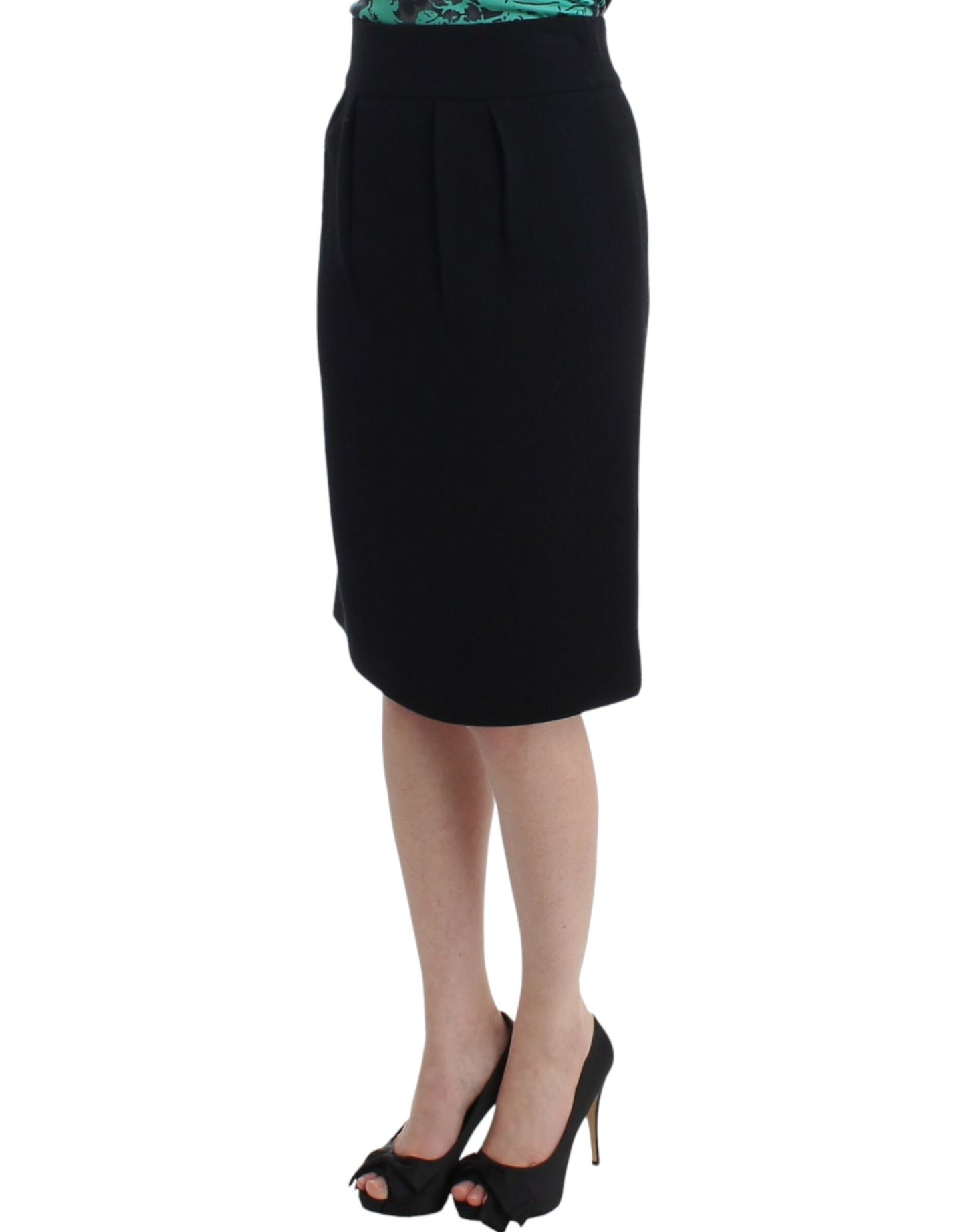 Elegante falda lápiz de lana negra