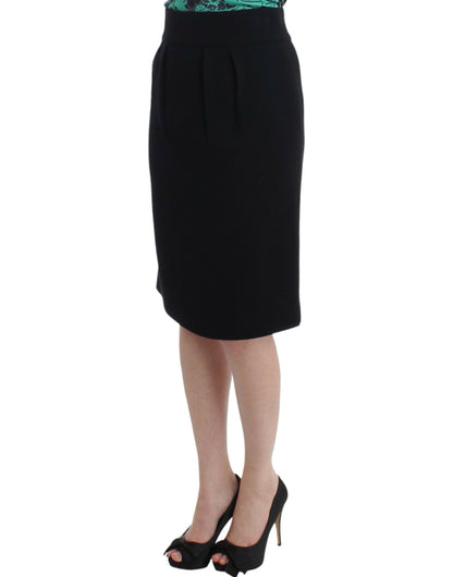 Elegante falda lápiz de lana negra