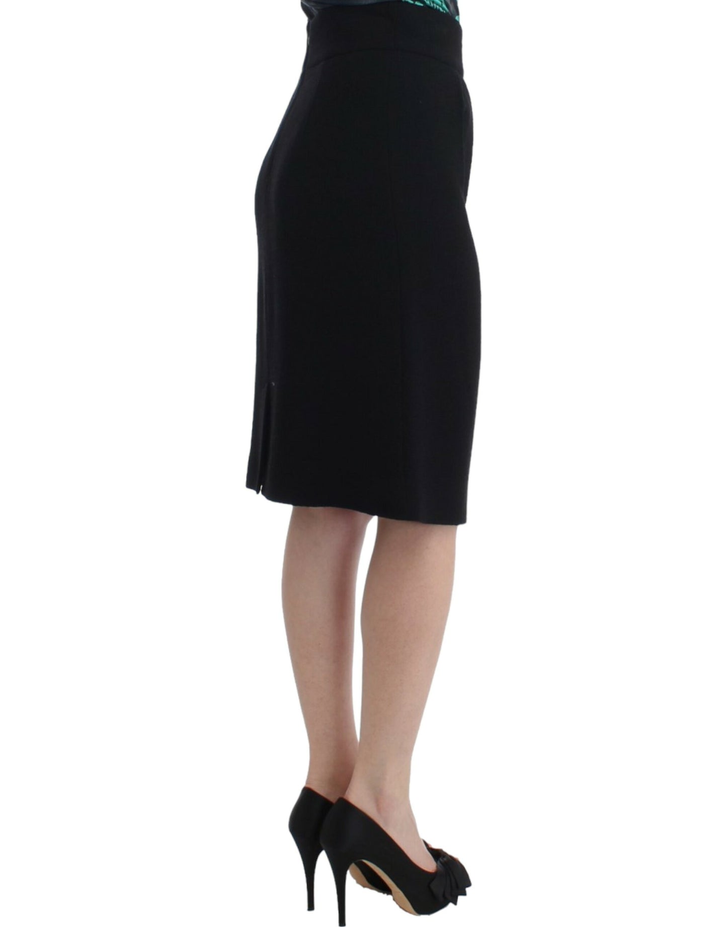 Elegante falda lápiz de lana negra