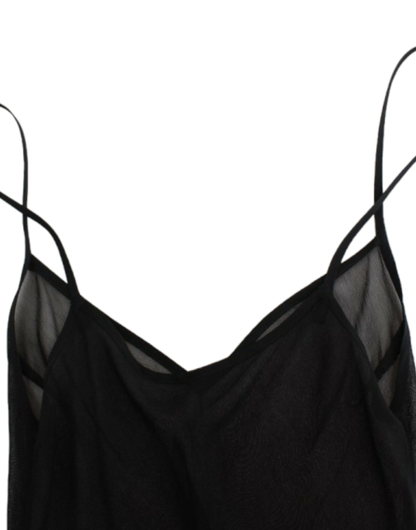 Elegante vestido blusón de seda negra transparente