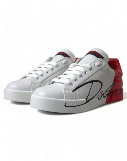 Elegantes zapatillas Portofino de piel blanca