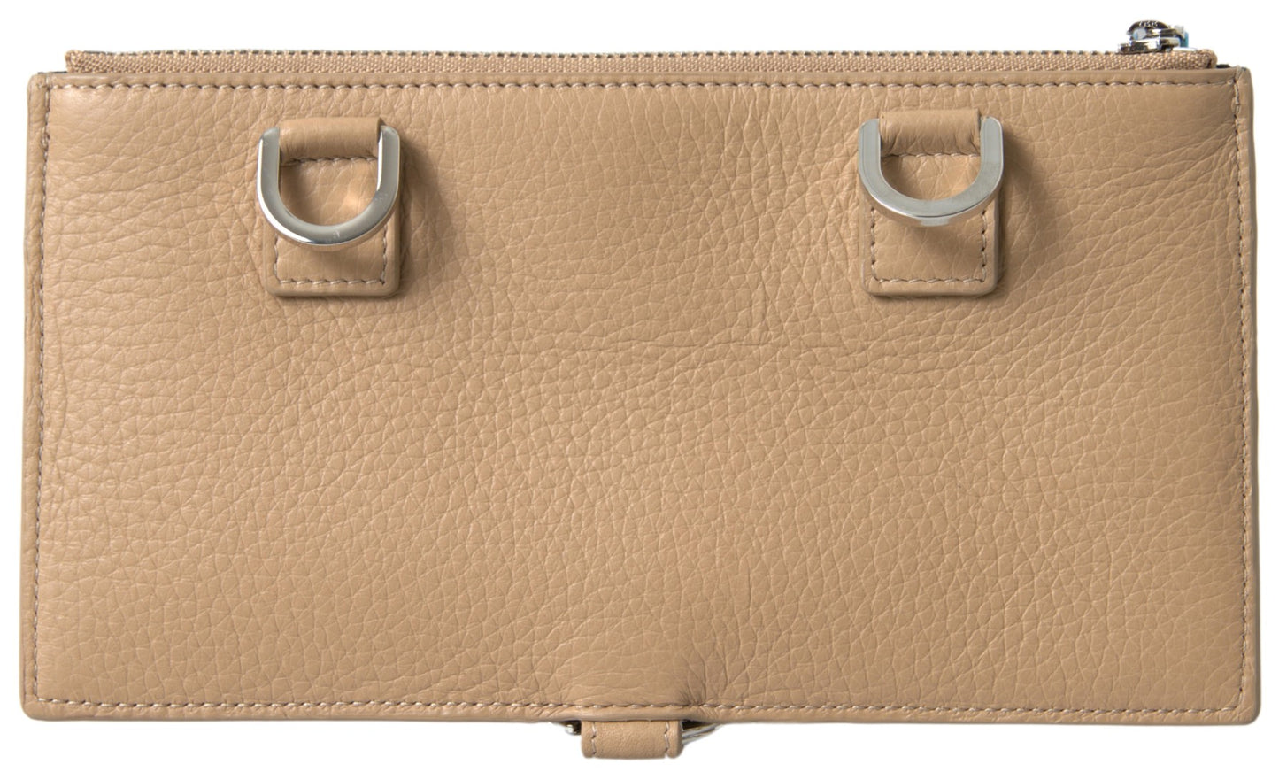 Elegante cartera de piel beige con correa desmontable