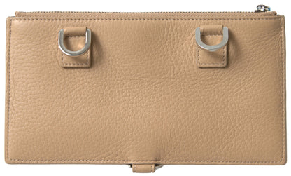 Elegante cartera de piel beige con correa desmontable