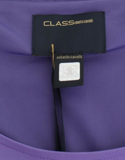 Elegante vestido de jersey con estampado floral morado
