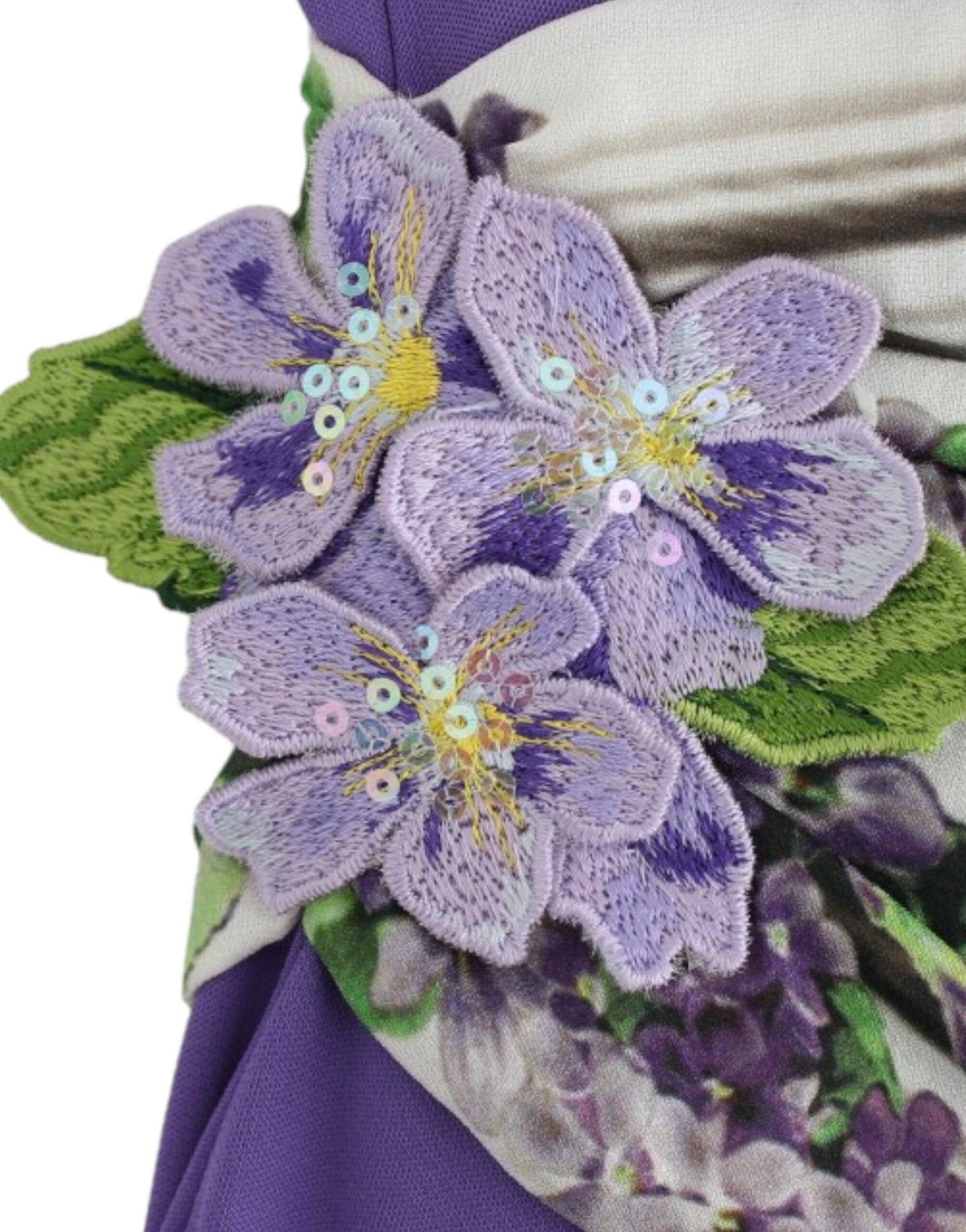 Elegante vestido de jersey con estampado floral morado